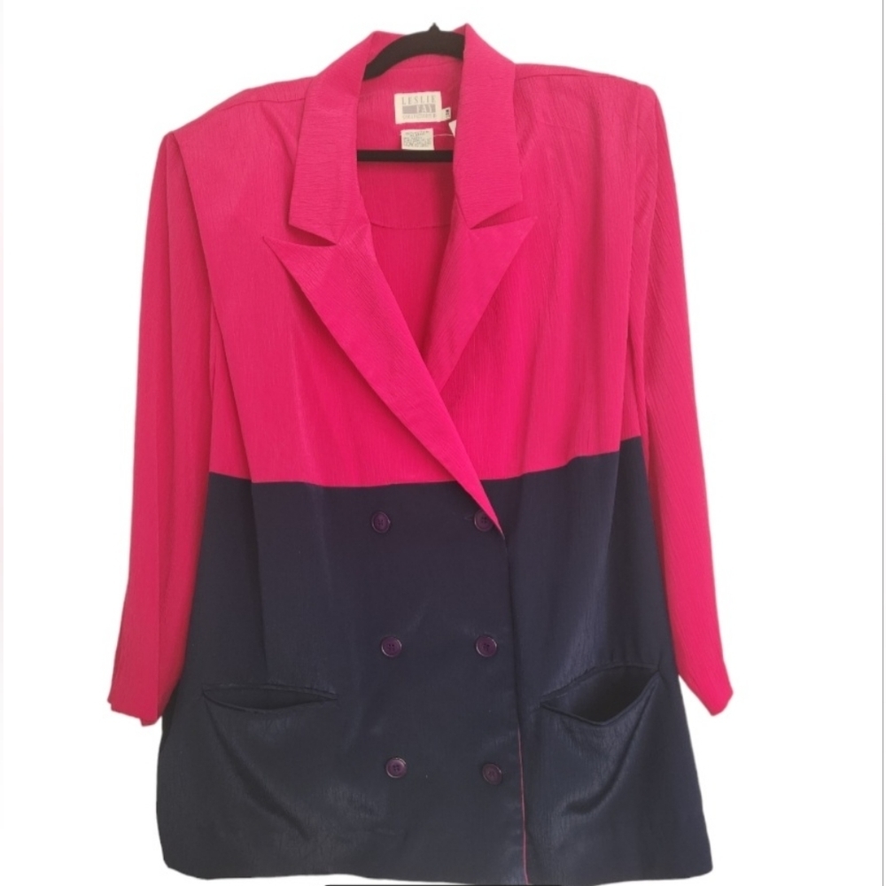 Vintage Leslie Fay Size 24 Colorblock Blazer